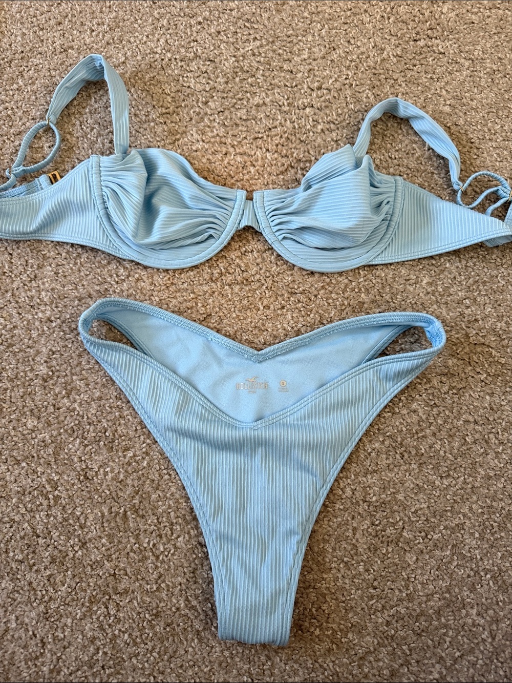 Hollister Light Blue Ribbed Bikini Set